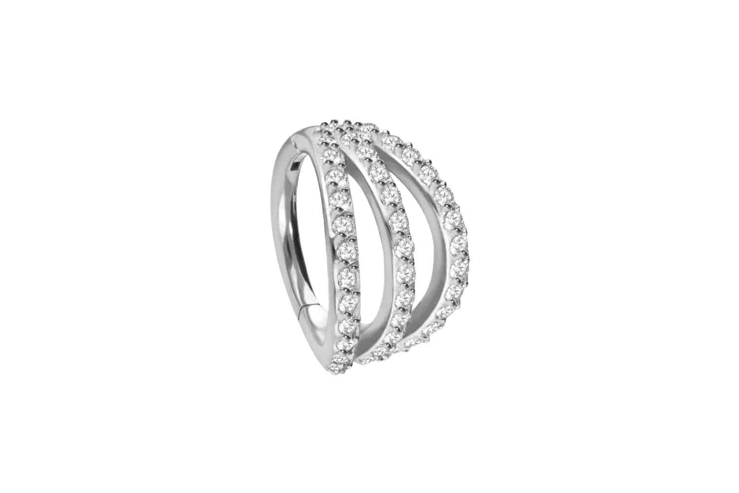 Chirurgenstahl Segmentring Clicker Piercing 3 RINGE + EINGEFASSTE KRISTALLE